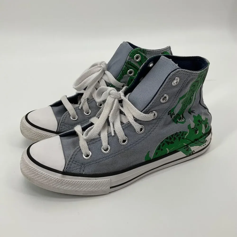 Converse Chuck Taylor All Star Gray Dinosaur Print High‎ Top Toddler Youth 3
